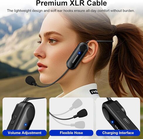 Aokeo Wireless Microphone Headset, UHF Wireless Headset Mic System, 160ft Range in Kuwait