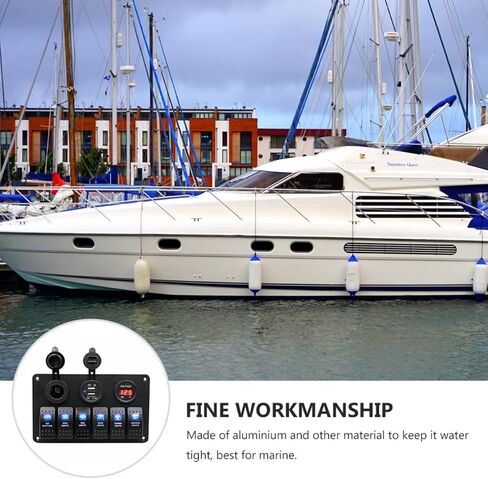 Veemoon Combination Rocker Switch Panel 5-Gang 12v 24v with Dual USB 3.1a Charger for Boat Rv Yacht Electrical Control and Modification in Saudi Arabia