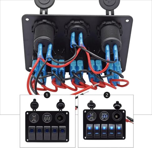 Veemoon Combination Rocker Switch Panel 5-Gang 12v 24v with Dual USB 3.1a Charger for Boat Rv Yacht Electrical Control and Modification in Saudi Arabia