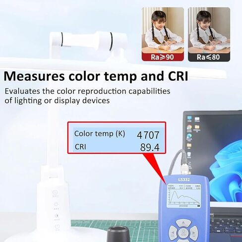 مقياس الإنارة الرقمي، مع شاشة LCD عالية الدقة، جهاز اختبار سطوع الضوء، مع مجسات 10/20 مم، 1-1000000cd M2، الطول الموجي للسطوع 400-700 نانومتر، لشاشات HDR، تحليل طيف CRI in Kuwait