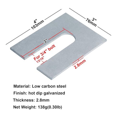 8 Pack 3/4"(ID) x 4" x 3" Steel Metal Slotted Horseshoe Shim Washers, 1/8" Thick, Leveling Shims in Saudi Arabia