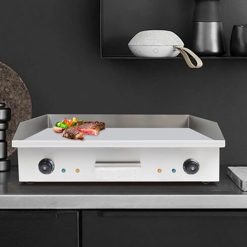 3000W Commercial Electric Countertop Griddle, 28"Cooktop Flat Top Grill Hot Plate,Iron Flat Top Stove Grill Dual Control Temperature 122°F-572°F Teppanyaki Machine Electric Grills Cooking in Kuwait