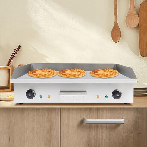 3000W Commercial Electric Countertop Griddle, 28"Cooktop Flat Top Grill Hot Plate,Iron Flat Top Stove Grill Dual Control Temperature 122°F-572°F Teppanyaki Machine Electric Grills Cooking in Kuwait