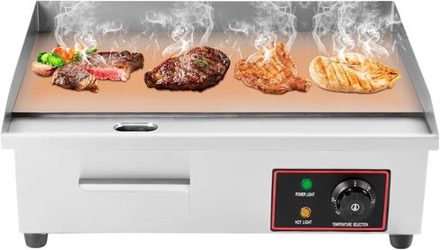 1600W 110V Commercial Electric Griddle, 21.3×15.8×8.3In Countertop Flat Top Griddle, Stainless Steel Teppanyaki Grill for Home&Commercial Environments in Kuwait