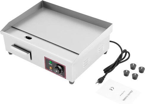 1600W 110V Commercial Electric Griddle, 21.3×15.8×8.3In Countertop Flat Top Griddle, Stainless Steel Teppanyaki Grill for Home&Commercial Environments in Kuwait