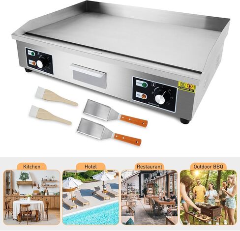 29 Inch Commercial Electric Griddle, 3000W 110V Non-Stick Stainless Steel Teppanyaki Grill, Flat Top Grill Countertop Griddle for Restaurant Kitchen Outdoor BBQ in Saudi Arabia