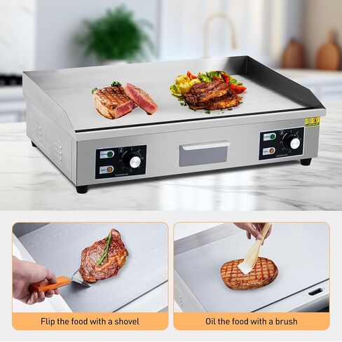 29 Inch Commercial Electric Griddle, 3000W 110V Non-Stick Stainless Steel Teppanyaki Grill, Flat Top Grill Countertop Griddle for Restaurant Kitchen Outdoor BBQ in Saudi Arabia