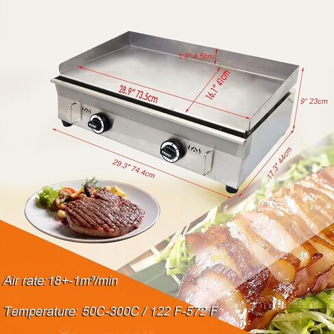 INTBUYING 2 Burners Commercial Flat Top Grill Gas Griddle 2000Pa Non-Stick Plate Flat Adjustable Temperature for Home Party Camping in Saudi Arabia