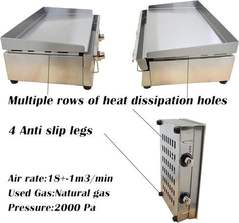 INTBUYING 2 Burners Commercial Flat Top Grill Gas Griddle 2000Pa Non-Stick Plate Flat Adjustable Temperature for Home Party Camping in Saudi Arabia
