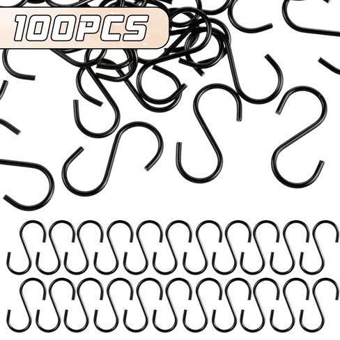 Thinp 40 قطعة خطافات صغيرة على شكل حرف S للتعليق، 1-1/2 خطاف من الفولاذ المقاوم للصدأ على شكل حرف S، خطاف صغير للخدمة الشاقة على شكل حرف S لتزيين عيد الميلاد، علامات سلسلة مفاتيح مجوهرات يدوية الصنع (أسود) in Saudi Arabia