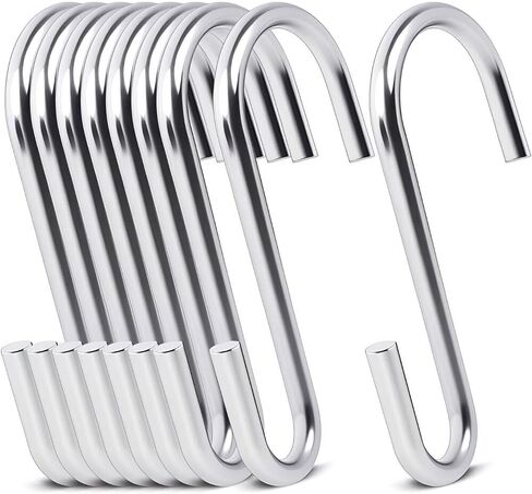 10-Pack Silver S Hooks for Hanging 2.4 Inch, Small S Hooks Alloy Steel Hangers for Jeans, Kitchen Pots & Plant Hanging, Lightweight 0.88 Inch Opening Holder for Wire Shelving, Towels & Purses in Saudi Arabia