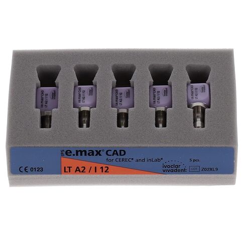 Ivoclar Vivadent 605319، IPS e.max CAD CEREC Blocks InLab LT A2 I12 5/Pack، كتل الليثيوم ديسيليكات CAD/CAM من أجل ترميمات متينة وجمالية in Saudi Arabia