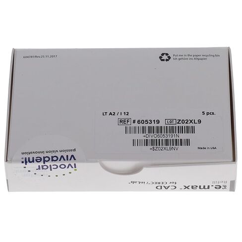 Ivoclar Vivadent 605319، IPS e.max CAD CEREC Blocks InLab LT A2 I12 5/Pack، كتل الليثيوم ديسيليكات CAD/CAM من أجل ترميمات متينة وجمالية in Saudi Arabia