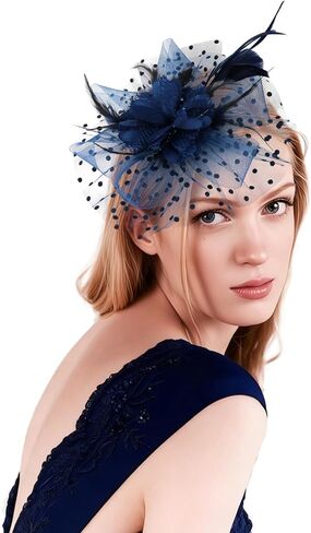 Fascinators Hats for Women Tea Party Hat Flower Mesh Feathers Headband Kentucky Derby Hats for Women Wedding in Kuwait