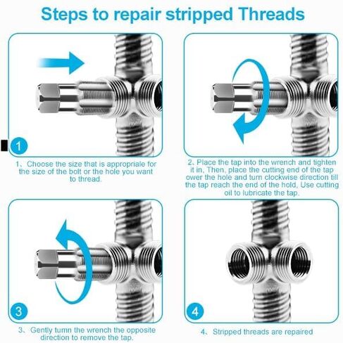 مجموعة حنفية أنابيب NPT مكونة من 5 قطع، 1/8 بوصة، 3/4 بوصة، 1/2 بوصة، 3/8 بوصة، 1/4 بوصة مجموعة صنبور NPT من الفولاذ الكربوني الدقيق، لتنظيف الخيوط الدقيقة، ميكانيكا السباكين المتنوعة، أدوات قطع الخيوط DIY in Kuwait