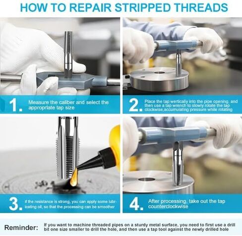 مجموعة حنفية أنابيب NPT مكونة من 5 قطع، 1/8 بوصة، 3/4 بوصة، 1/2 بوصة، 3/8 بوصة، 1/4 بوصة مجموعة صنبور NPT من الفولاذ الكربوني الدقيق، لتنظيف الخيوط الدقيقة، ميكانيكا السباكين المتنوعة، أدوات قطع الخيوط DIY in Kuwait