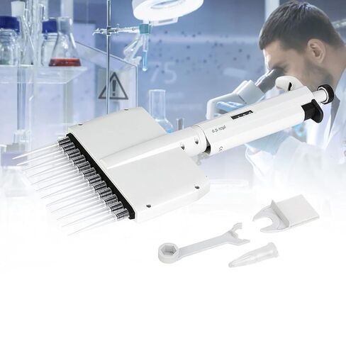 Multichannel Pipette, Adjustable 12 Channel 0.5-10μl, high Tech Materials, Digital Window, ISO 8655 Standard Accuracy, Convenient Maintenance, Suitable for 96 Orifice Plate, in Saudi Arabia