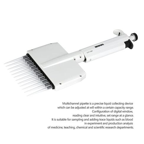 Multichannel Pipette, Adjustable 12 Channel 0.5-10μl, high Tech Materials, Digital Window, ISO 8655 Standard Accuracy, Convenient Maintenance, Suitable for 96 Orifice Plate, in Saudi Arabia