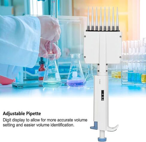 ماصة متعددة القنوات، ماصات مختبرية ذات 8 قنوات، ماصة دقيقة للمختبر العلمي مع شاشة رقمية، طرف قابل للدوران 360 درجة وسحب الماصات بدقة، قدرة عالية على الغلق، للمواد الكيميائية in Kuwait