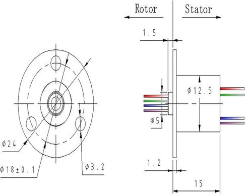 حلقة الانزلاق 6 قنوات 2A 12.5 ملم منضدة دوارة حلقة جامع حلقة الانزلاق in Kuwait