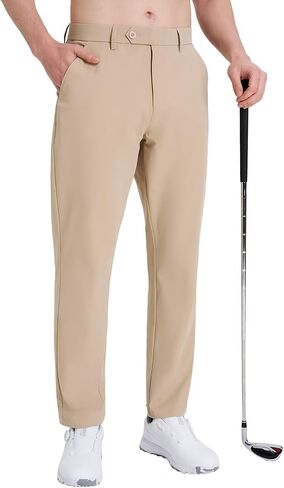 Mens Golf Pants Stretch Work Dress 30"/32" Water-Resistant Quick Dry Chinos Trousers with Pockets for Business Travel in Saudi Arabia