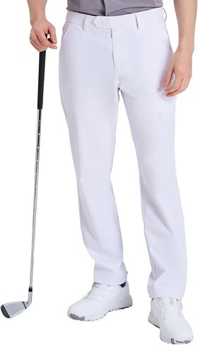 Mens Golf Pants Stretch Work Dress 30"/32" Water-Resistant Quick Dry Chinos Trousers with Pockets for Business Travel in Saudi Arabia