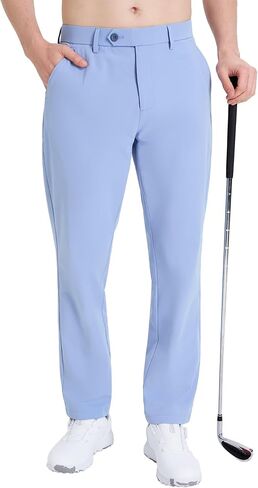 Mens Golf Pants Stretch Work Dress 30"/32" Water-Resistant Quick Dry Chinos Trousers with Pockets for Business Travel in Saudi Arabia