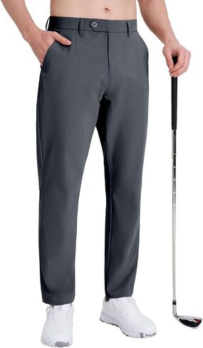 Mens Golf Pants Stretch Work Dress 30"/32" Water-Resistant Quick Dry Chinos Trousers with Pockets for Business Travel in Saudi Arabia