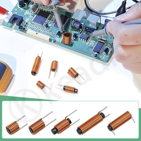 Keadic 25Pcs 5 Size 0.8μH 2.2μH 10μH 10.1μH 3.3μH Wire ferrite Core Radial Leaded Inductors,Inductor Assortment Kit - Essential for Electronics Enthusiasts in Saudi Arabia