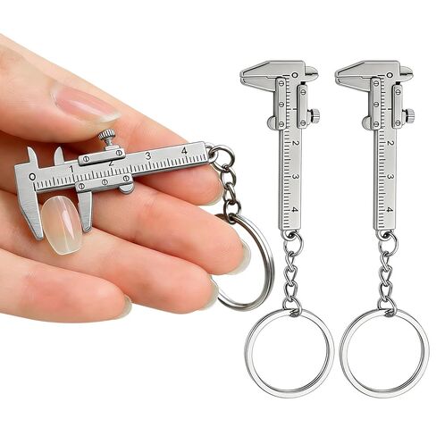 2 Pcs Portable Mini Vernier Calipers, Key Ring Accurate Compact Measuring Tool, Metal Movable Vernier Caliper Ruler Key Chain Keyring for Men Women, with 0.0-1.57inch Range in Saudi Arabia