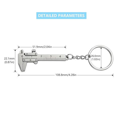 2 Pcs Portable Mini Vernier Calipers, Key Ring Accurate Compact Measuring Tool, Metal Movable Vernier Caliper Ruler Key Chain Keyring for Men Women, with 0.0-1.57inch Range in Saudi Arabia