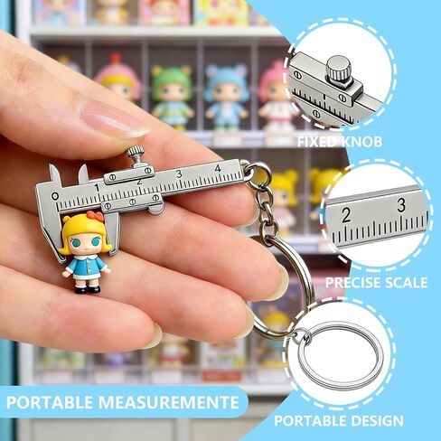 2 Pcs Portable Mini Vernier Calipers, Key Ring Accurate Compact Measuring Tool, Metal Movable Vernier Caliper Ruler Key Chain Keyring for Men Women, with 0.0-1.57inch Range in Saudi Arabia