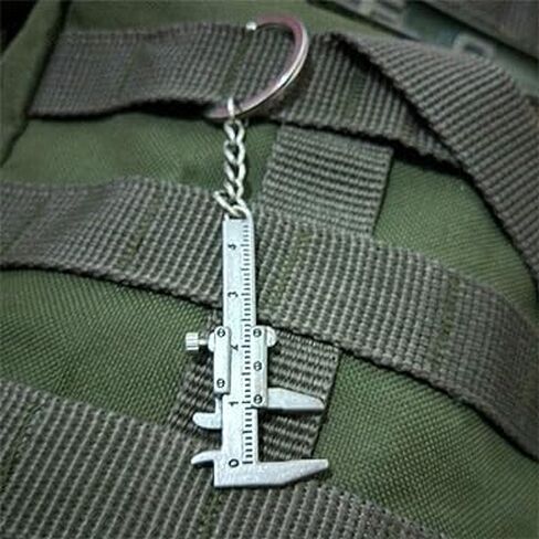 Silver Fashion Mini Vernier Caliper Keychain Zinc Alloy 3D Movable Precision Miniature Pocket Vernier Caliper Keyring, Car Keychain, Calipers, Vernier Calipers in Saudi Arabia