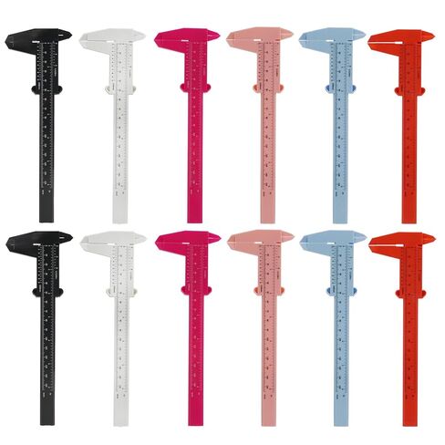 30 Pack Plastic Vernier Caliper, 150mm Eyebrow Measuring Tool, Mini Sliding Ruler Caliper Gauge for Students DIY Crafts School Office Tattoo Eyebrow Artists Use (Black, 0-6"/0-150mm) in Saudi Arabia