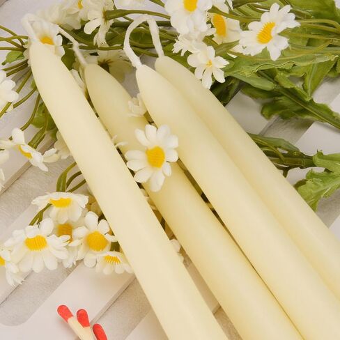 شموع مستدقة من شمع النحل الأخضر مقاس 20.32 سم، 4 عبوات من أعواد شموع مدببة من شمع النحل الطبيعي - بدون دخان، بدون قطرات وغير معطرة - وقت حرق طويل لمدة 8 ساعات لديكور المنزل، وحفلات الزفاف، والحفلات in Kuwait