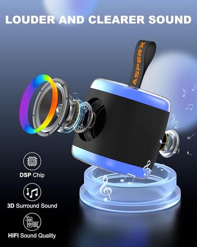 Mini Karaoke Speaker with 2 Wireless Microphones,Voice Effects,Led Lights, Portable Singing Machine for Ages 3,4,5,6,7,8,9,10,11,12+ Years Old Girl Birthday Gift, Kids Karaoke Machine (Black) in Saudi Arabia