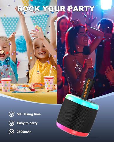 Mini Karaoke Speaker with 2 Wireless Microphones,Voice Effects,Led Lights, Portable Singing Machine for Ages 3,4,5,6,7,8,9,10,11,12+ Years Old Girl Birthday Gift, Kids Karaoke Machine (Black) in Saudi Arabia