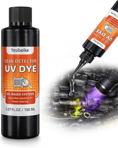 Oil-Based UV Leak Detection Dye 150 ml, for Dirty Engine Oil, Precision Nozzle, Works with Engine Oil, ATF, Fuel & Hydraulic Systems, Low Odor, Tamper-Evident Foil Seal in Kuwait
