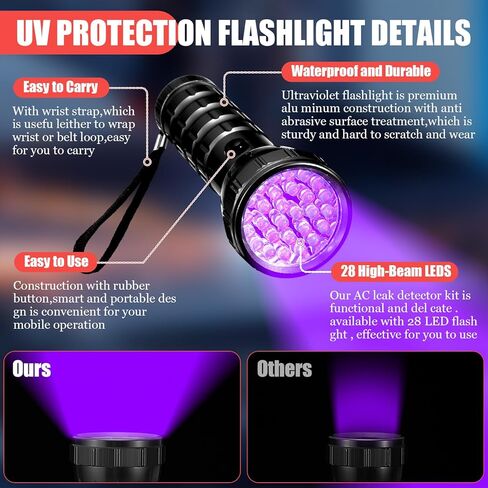 Ac Leak Detector Kit R1234yf R134a R410a Ac Dye Refrigerant Oil Sniffer UV Leak Detection Kit with Low Side Quick Coupler Mini Split Adapter Injector UV Light and Protective Glasses in Saudi Arabia