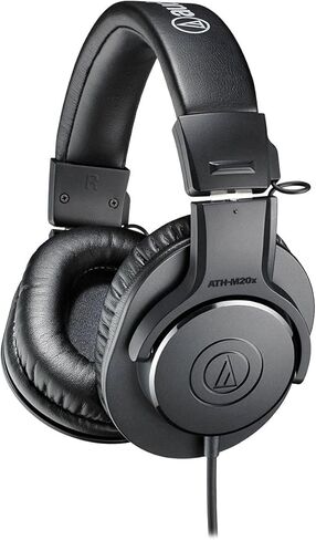 Audio-Technica ATH-M20x Closed-Back Over-Ear Professional Monitor Headphones, Black, Bundle with Desktop Stand in Saudi Arabia