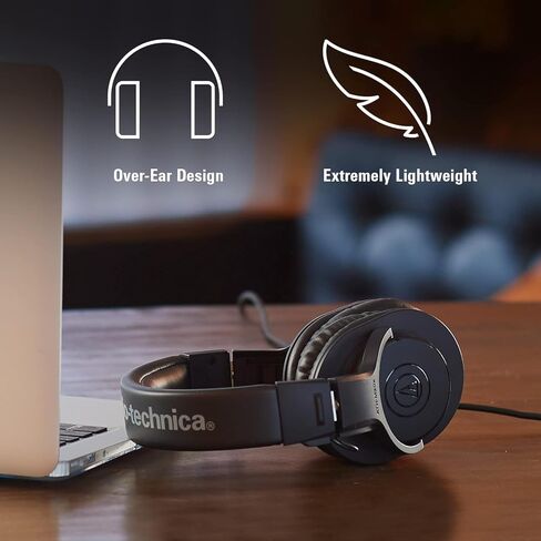 Audio-Technica ATH-M20x Closed-Back Over-Ear Professional Monitor Headphones, Black, Bundle with Desktop Stand in Saudi Arabia