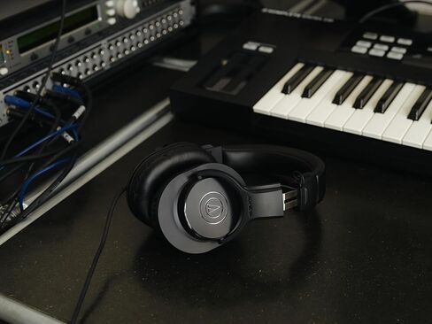 Audio-Technica ATH-M20x Closed-Back Over-Ear Professional Monitor Headphones, Black, Bundle with Desktop Stand in Saudi Arabia