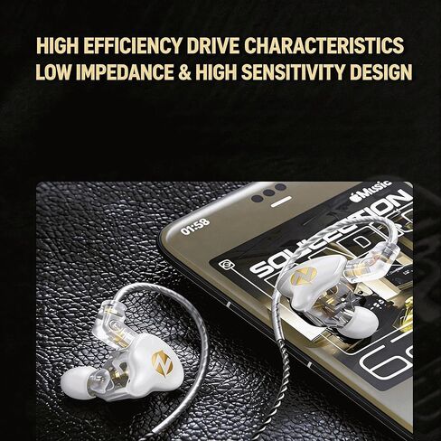 【 9D Stereo Sound&Detachable Cable - Boxed 】 3.5MM Professional Wired Gaming in Ear Headphones - High Fidelity Wired Headphones, Wired Microphone, Suitable for Musicians, Studio Recording, DJ Drummers in Saudi Arabia