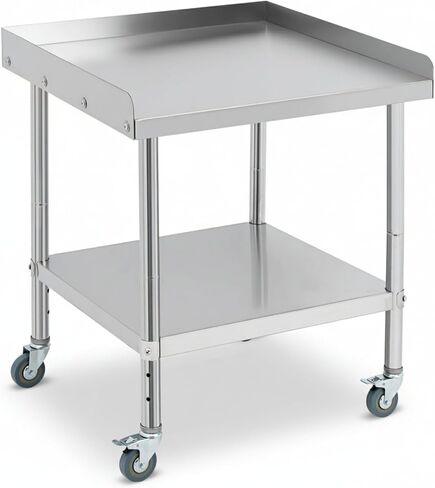 36-inch Heavy-Duty Stainless Steel Table on Wheels with Removable backsplash. A Versatile NSF Commercial-Grade cart for Kitchen, Garage, or Outdoor use. in Kuwait
