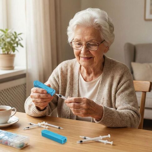 تخزين مقص الإبر لحقن الأنسولين، قاطع إبرة محمول متوافق مع إبر 28-32 جرام، ملحق مستلزمات مرضى السكري بحجم صغير للسفر (أزرق، عبوة واحدة) in Kuwait