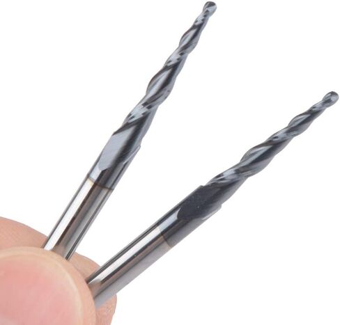 10pcs Ball Nose Tapered End Mill R0.75D420.550L2F HRC55 Tungsten Solid Carbide Taper Ball Nose End Mill Milling Cutter CNC Router Bit in Kuwait