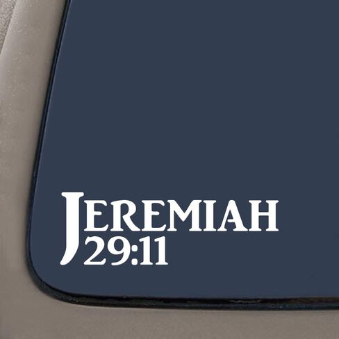 Jeremiah 29:11 Bible Verse Decal Sticker | 7.5-Inches By 2.5-Inches | Religious Motivational Inspirational Educational | Car Laptop Van SUV Truck Wall | Premium Quality White Vinyl in Saudi Arabia