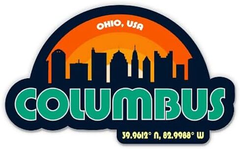 Squiddy Columbus Ohio City Skyline - ملصق فينيل لاصق للهاتف والكمبيوتر المحمول وزجاجة المياه (عرض 3 بوصات) in Saudi Arabia