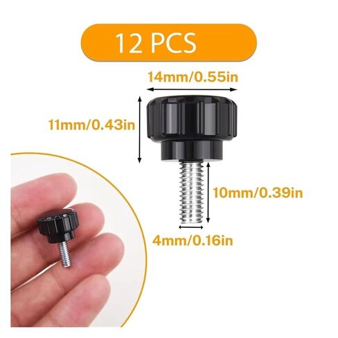 6/12Pcs M4x10mm Threaded Knurled Thumbscrew Carbon Steel Clamping Knobs Grip Thumb Screw Mounting Screws(6Pcs-Black 2) in Saudi Arabia