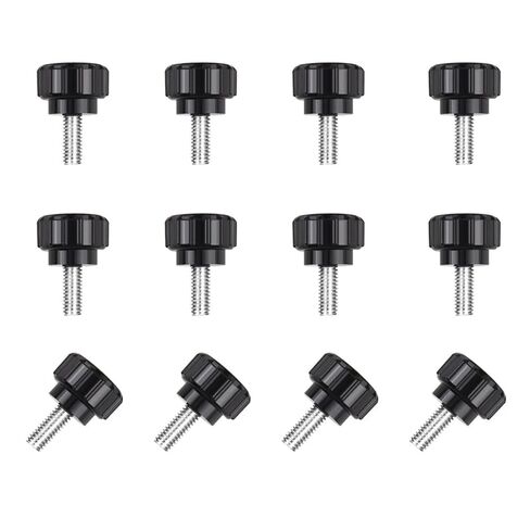 6/12Pcs M4x10mm Threaded Knurled Thumbscrew Carbon Steel Clamping Knobs Grip Thumb Screw Mounting Screws(6Pcs-Black 2) in Saudi Arabia